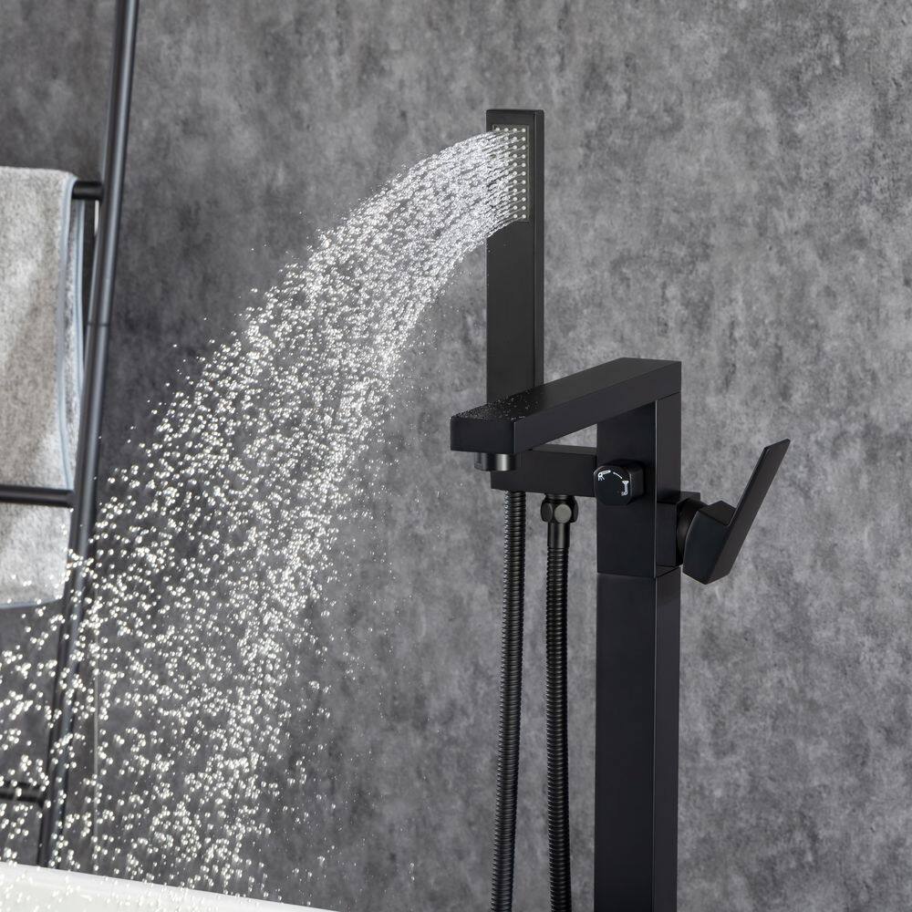 Freestanding Single Handle Bath Tub Filler Faucet with Hand Shower
