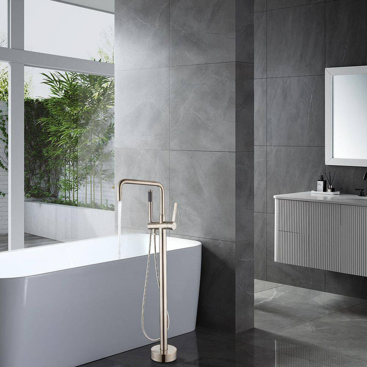 Single Handle Freestanding Tub Faucet with Hand Shower