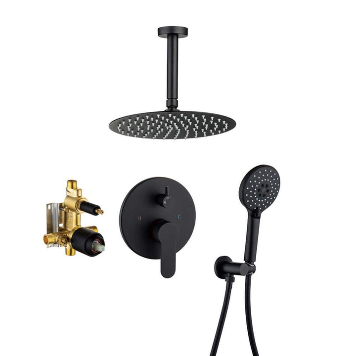 Ceiling Single-Handle 3-Spray Round High Pressure Shower Faucet with 10 in. Shower Head