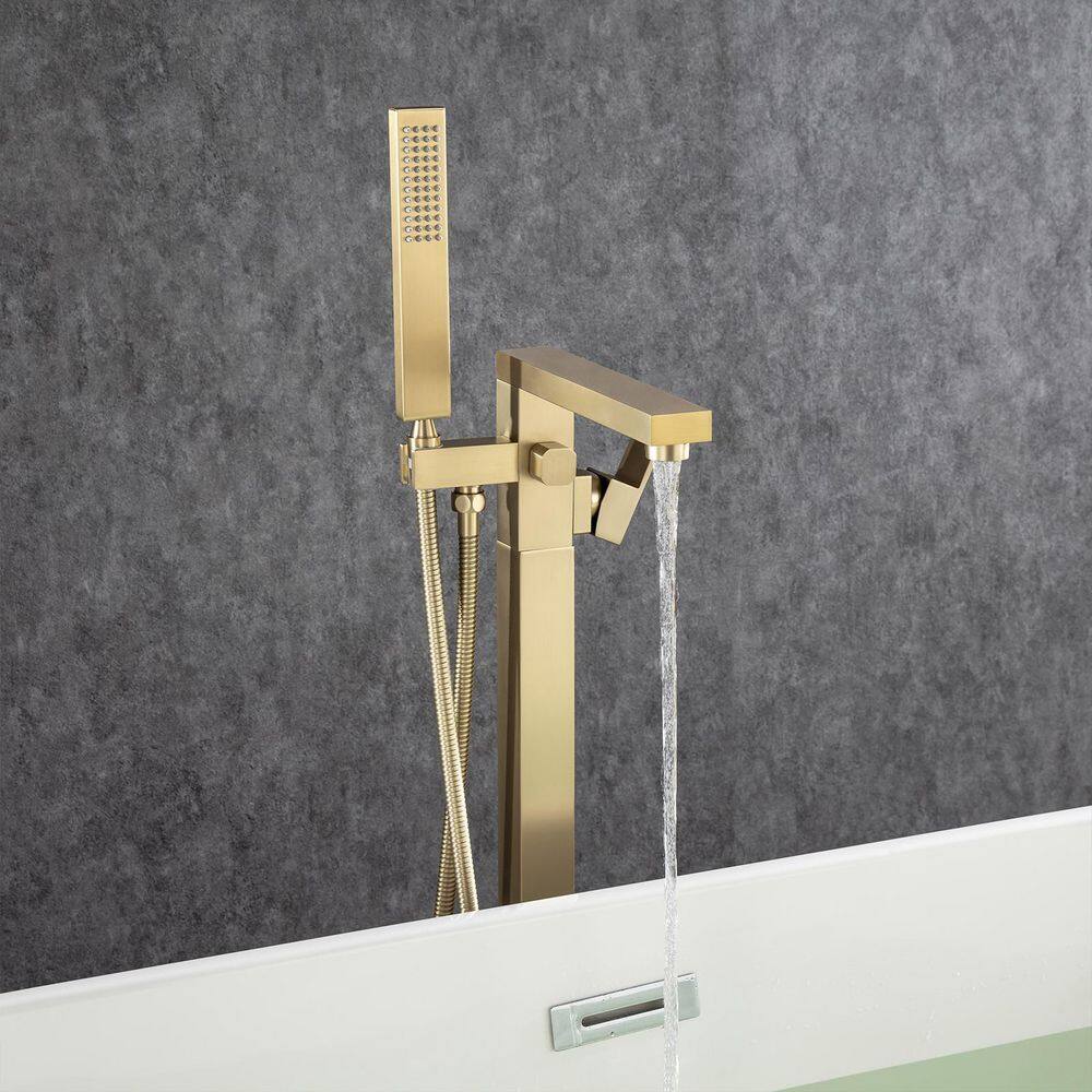 Freestanding Single Handle Bath Tub Filler Faucet with Hand Shower