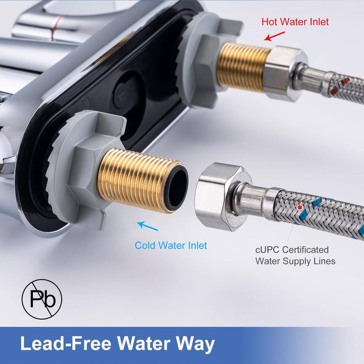 Waterfall Spout 4 in. Centerset 2-Handle Lavatory Bathroom Faucet with Drain Kit Included