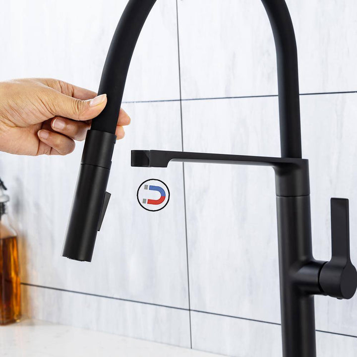 Magnetic Single Handle Pull Down Sprayer Kitchen Faucet with Deckplate and Water Supply Line Included