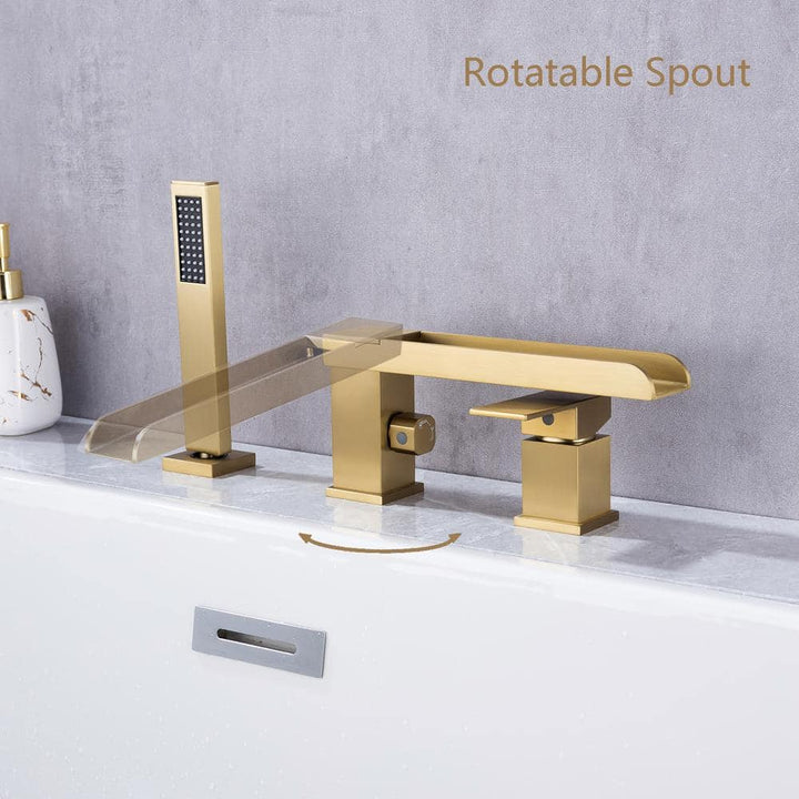 Single-Handle Tub Deck Mount Roman Tub Faucet with Hand Shower