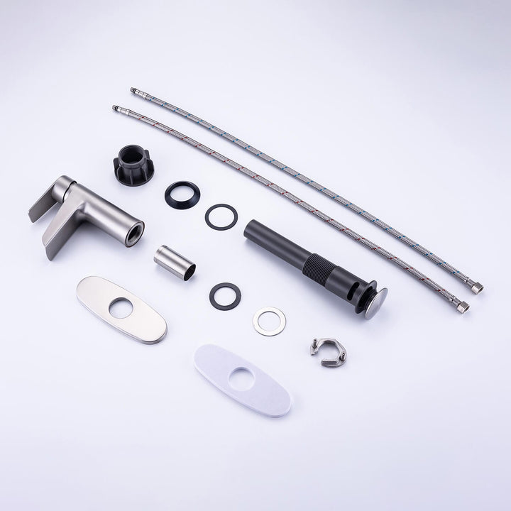 Single Handle Waterfall Spout Single Hole Bathroom Faucet with Deckplate and Drain Kit Included