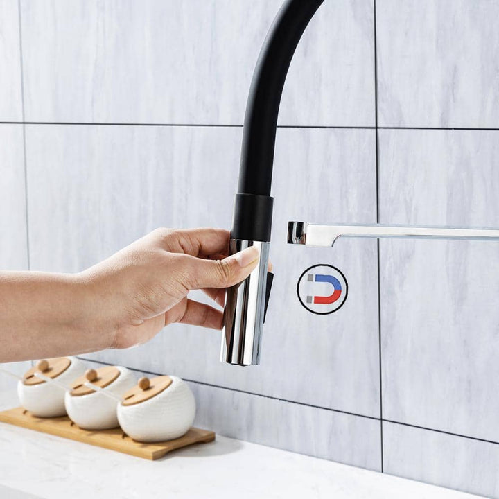 Magnetic Single Handle Pull Down Sprayer Kitchen Faucet with Deckplate and Water Supply Line Included