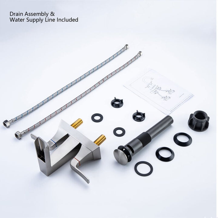 Centerset Faucet 2-handle Bathroom Faucet with Drain Assembly