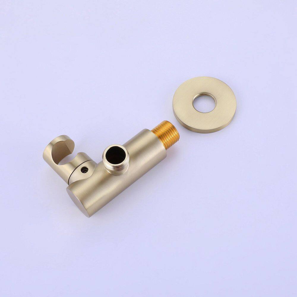 1-Spray Patterns with 1.8 GPM 5.91 in. Wall Mount Dual Shower Heads in Spot Resist Brushed Gold