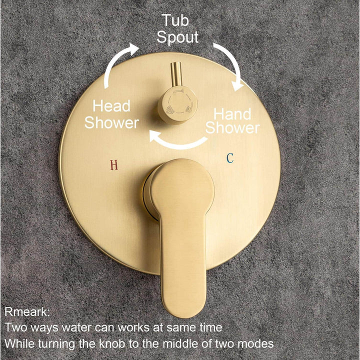 Single-Handle 3-Spray Round High Pressure Shower Faucet with 10 in. Shower Head Spout
