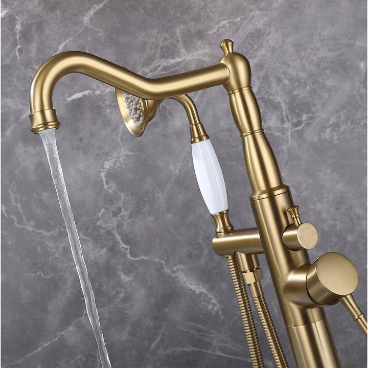 Singe-Handle Freestanding Floor Mount Tub Faucet with Hand Shower