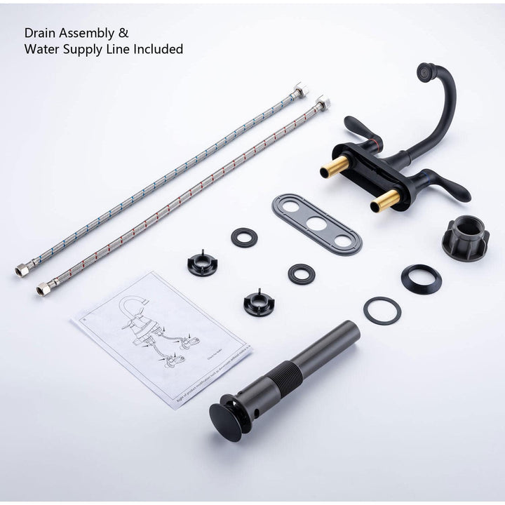 4 in. Centerset Double-Handle High-Arc Bathroom Faucet with Drain Kit Included