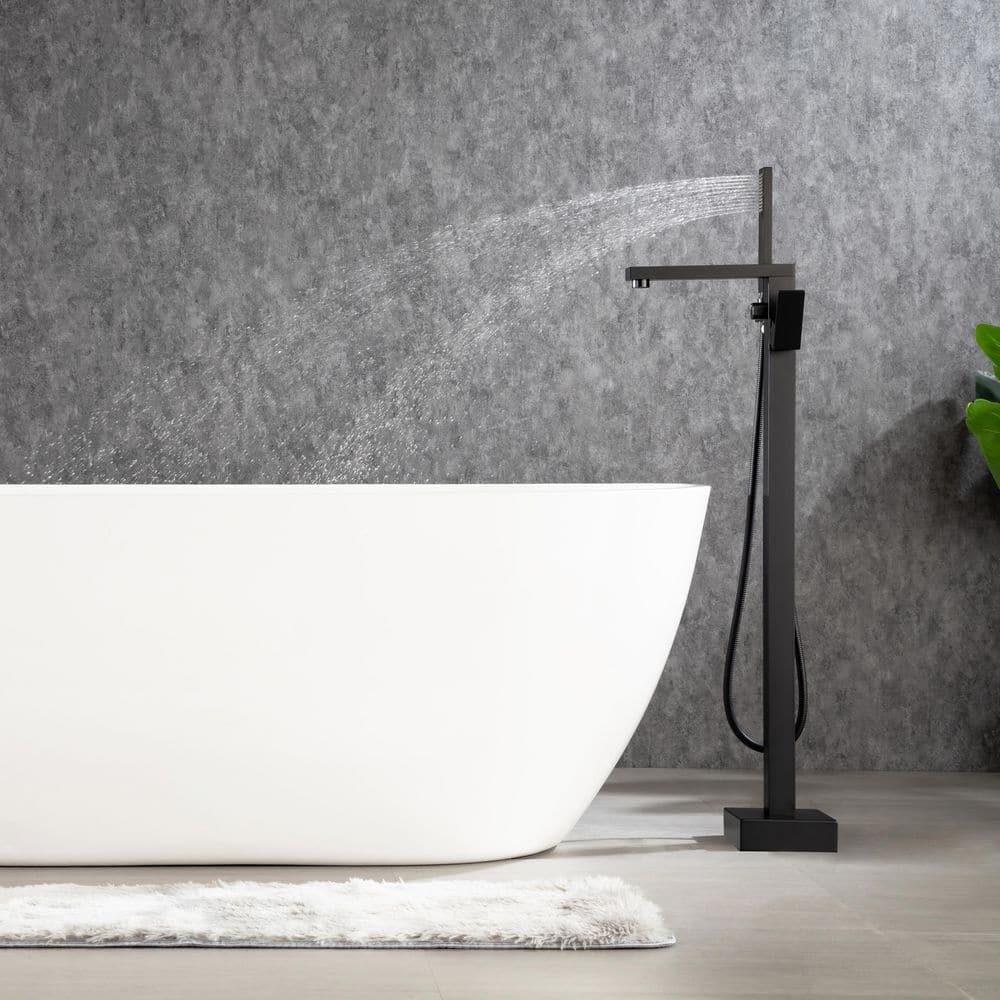 Freestanding Single Handle Bath Tub Filler Faucet with Hand Shower