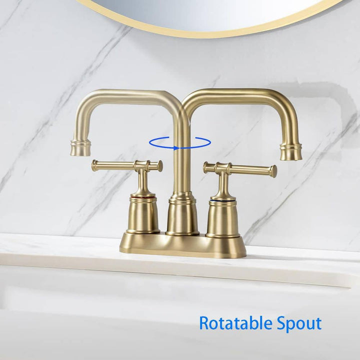 4 in. Centerset Double-Handle High-Arc Bathroom Faucet with Drain and Supply Lines Included