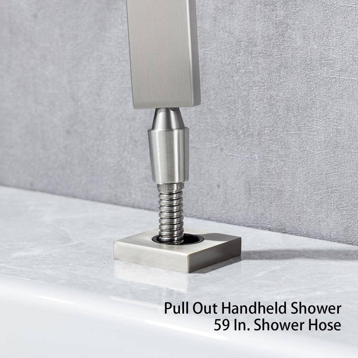 Single-Handle Tub Deck Mount Roman Tub Faucet with Hand Shower