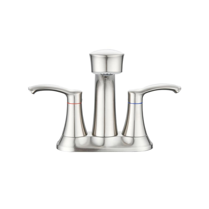 4 in. Centerest Double-Handle High-Arc Bathroom Faucet with Pull Out Sprayer, Supply Line Included in Brushed Nickel