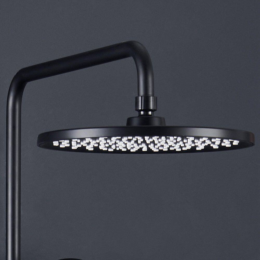 1-Spray Patterns with 2.9 GPM 10 in. Wall Mount Dual Shower Heads with Side Sprayer in Spot Resist Matte Black