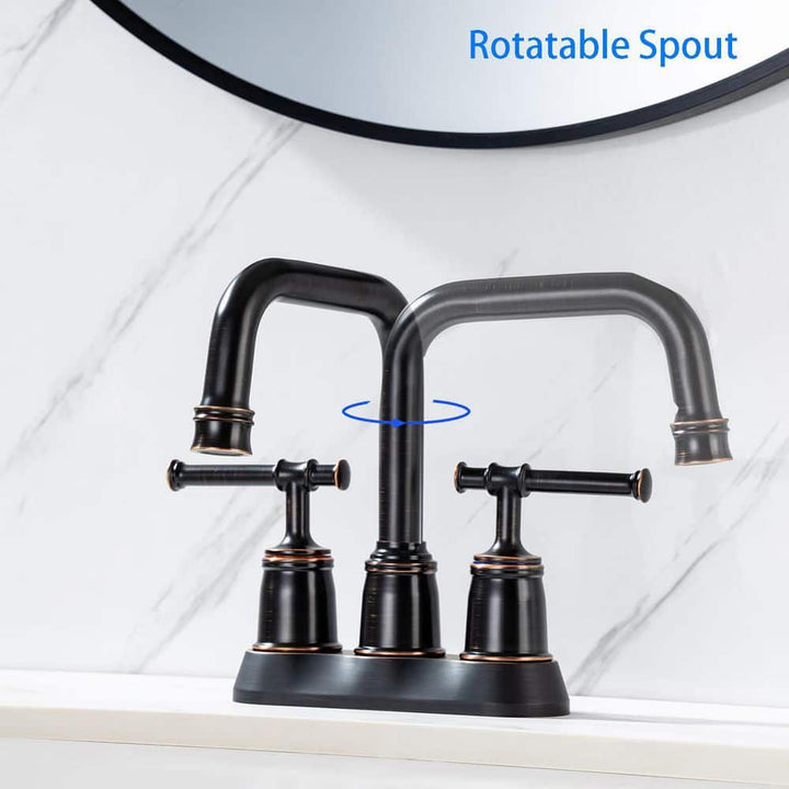 4 in. Centerset Double-Handle High-Arc Bathroom Faucet with Drain and Supply Lines Included