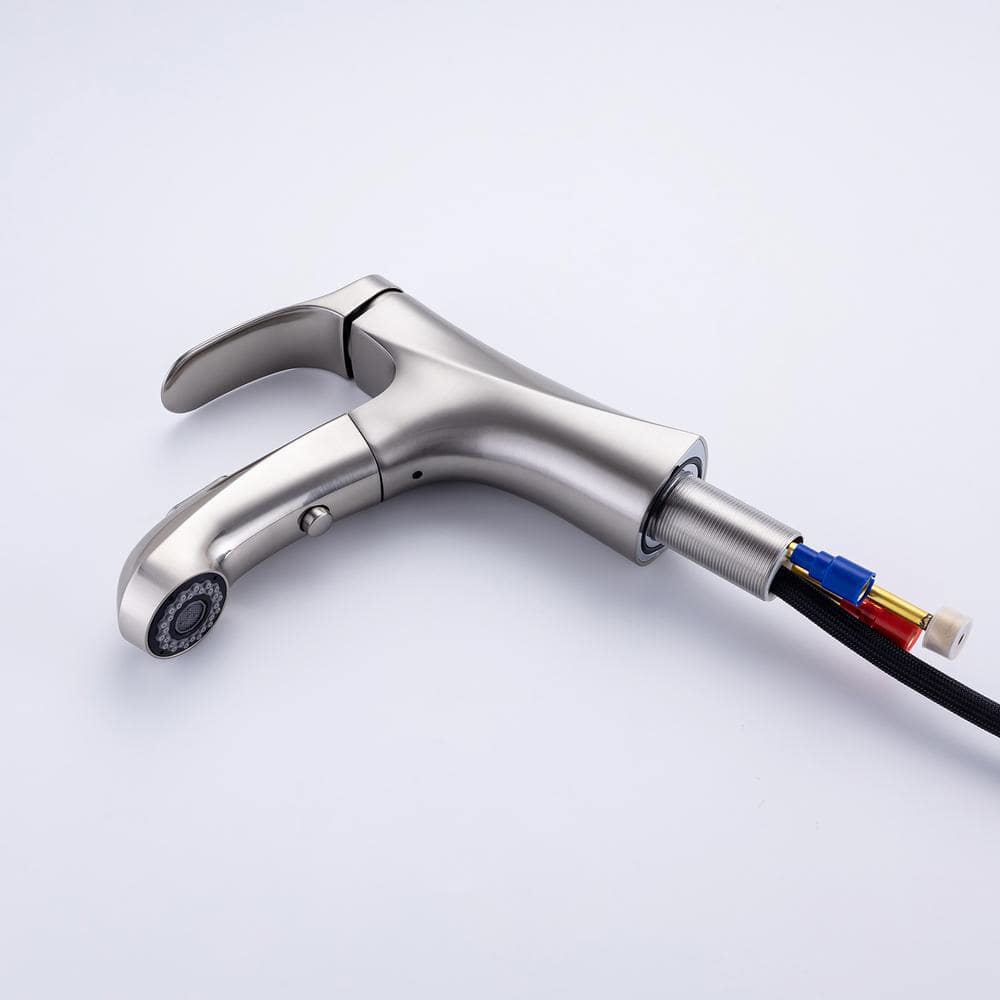 Single-Handle Single-Hole Pull Out Sprayer Bahtroom Faucet with Deckplate and Supply Lines included