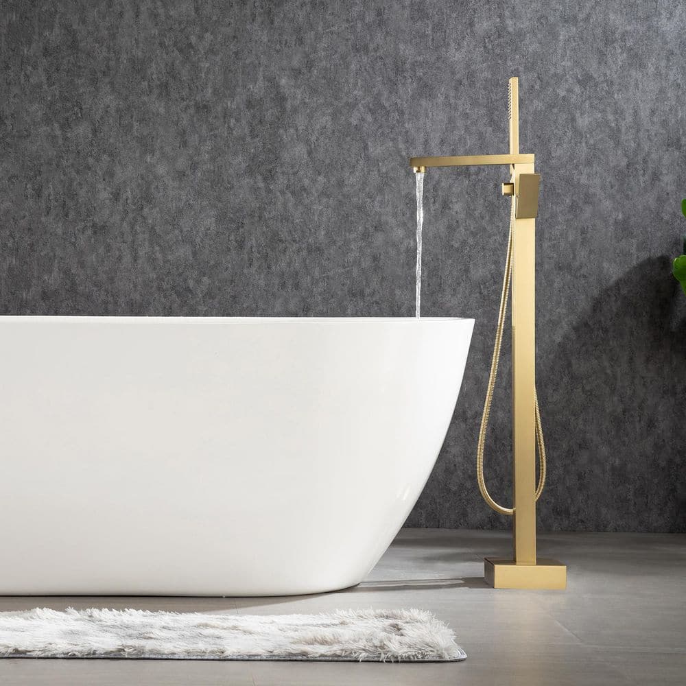 Freestanding Single Handle Bath Tub Filler Faucet with Hand Shower