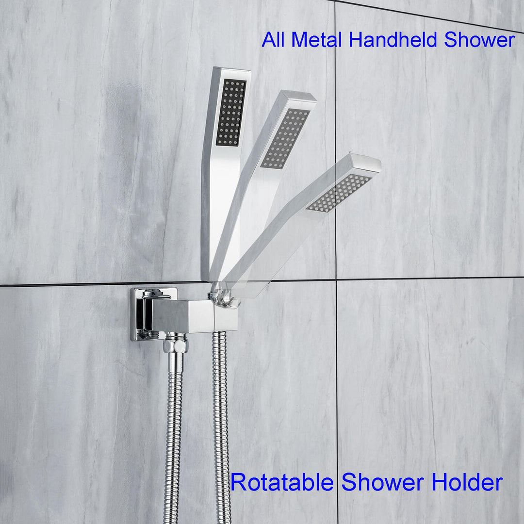 Single-Handle 1-Spray Square High Pressure Shower Faucet with 10 in. Shower Head