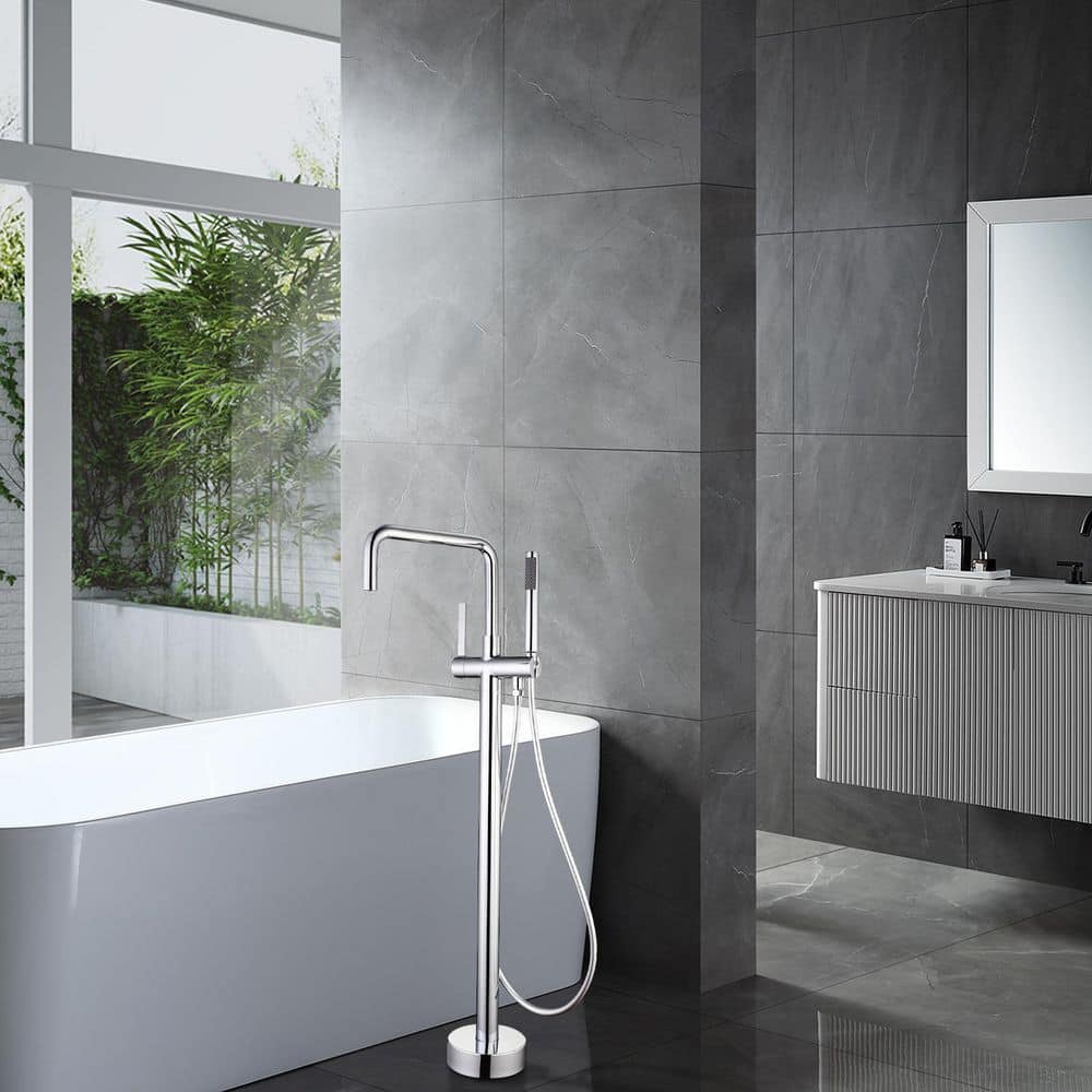 Single Handle Freestanding Tub Faucet with Hand Shower