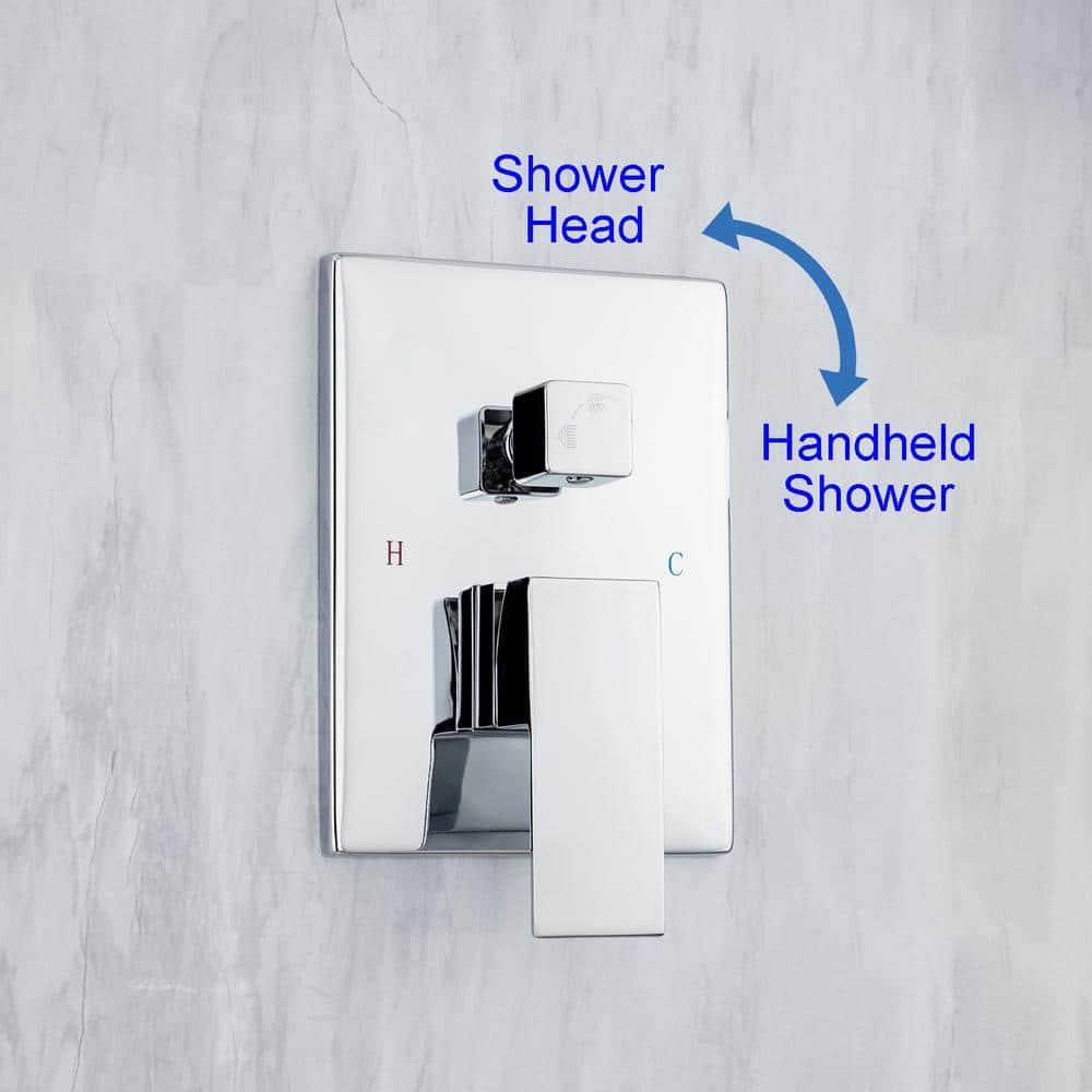 Single-Handle 1-Spray Square High Pressure Shower Faucet with 10 in. Shower Head