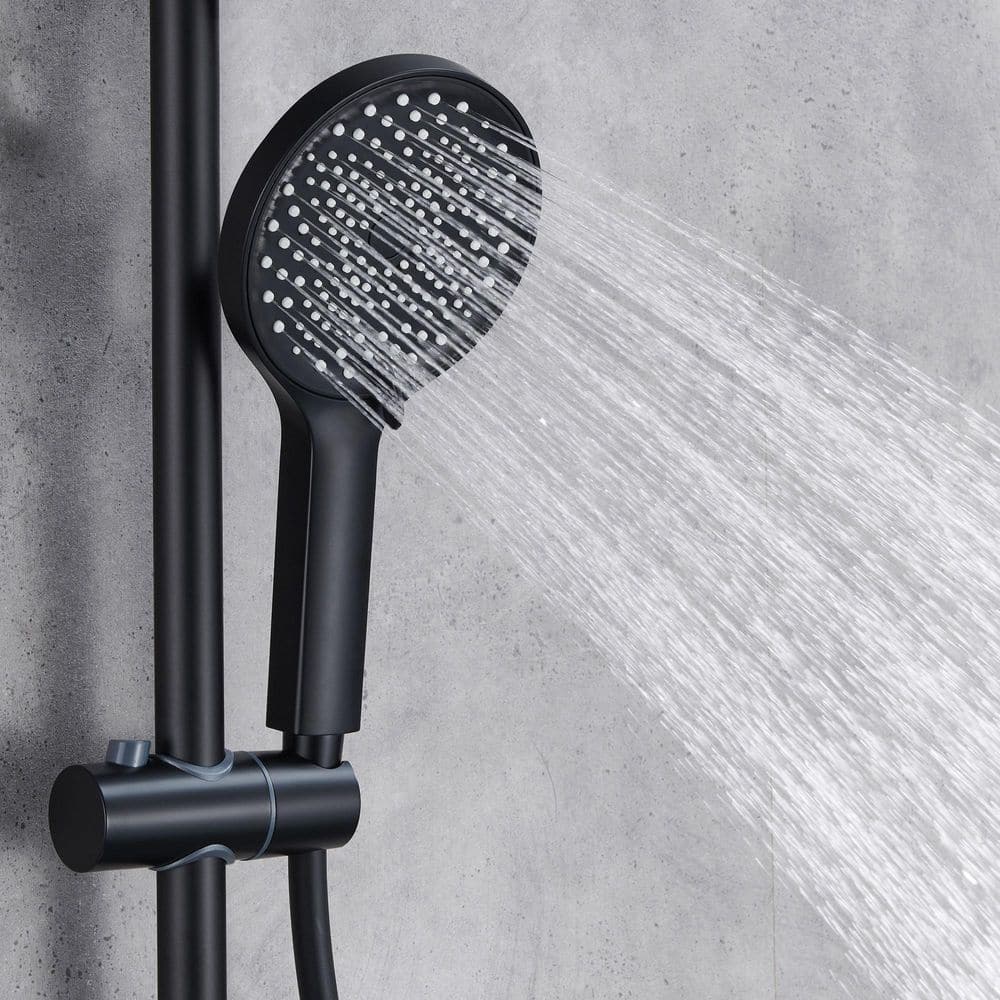 1-Spray Patterns with 2.9 GPM 10 in. Wall Mount Dual Shower Heads with Side Sprayer in Spot Resist Matte Black