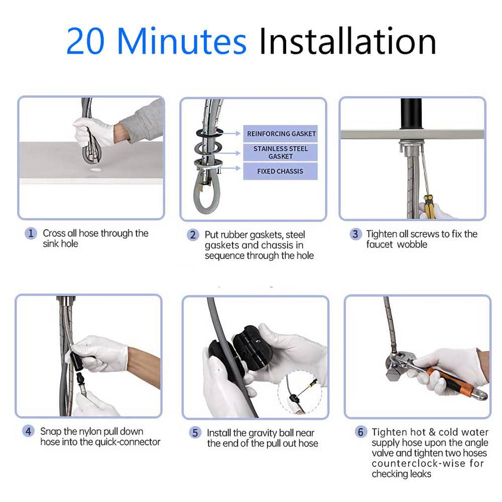Single-Handle Single-Hole Pull Out Sprayer Bahtroom Faucet with Deckplate and Supply Lines included