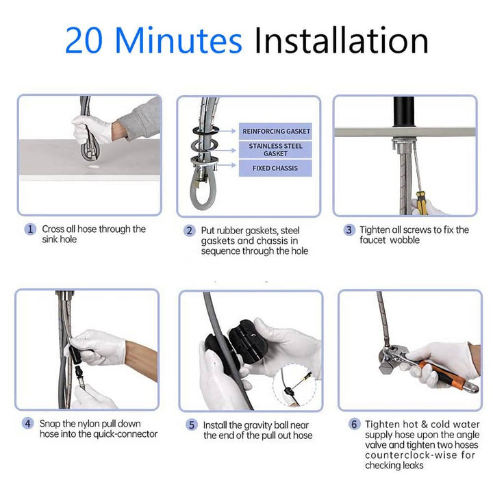 Single-Handle Single-Hole Pull Out Sprayer Bahtroom Faucet with Deckplate and Supply Lines included
