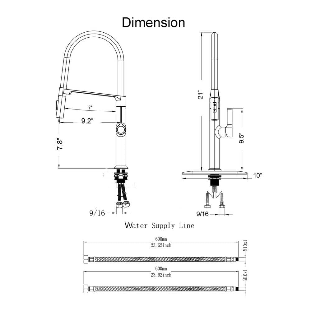 Magnetic Single Handle Pull Down Sprayer Kitchen Faucet with Deckplate and Water Supply Line Included