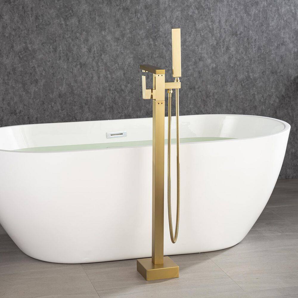 Freestanding Single Handle Bath Tub Filler Faucet with Hand Shower