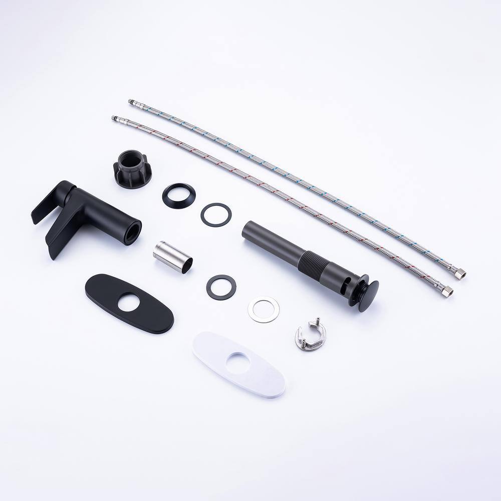 Single Handle Waterfall Spout Single Hole Bathroom Faucet with Deckplate and Drain Kit Included