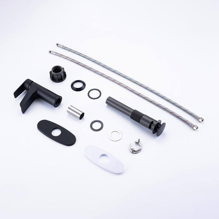 Single Handle Waterfall Spout Single Hole Bathroom Faucet with Deckplate and Drain Kit Included