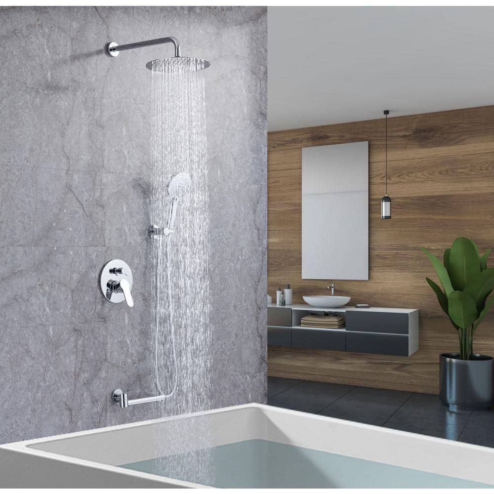 Ceiling Single-Handle 3-Spray Round High Pressure Shower Faucet with 10 in. Shower Head