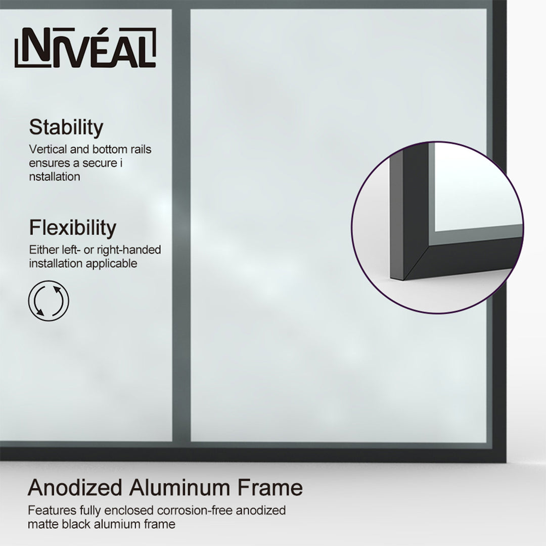 34-in W x 72-in H Walk in Shower Door in Matte Black(Tempered Glass)
