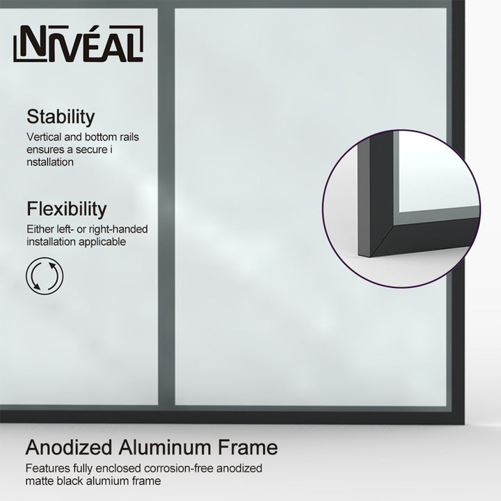 34-in W x 72-in H Walk in Shower Door in Matte Black(Tempered Glass)