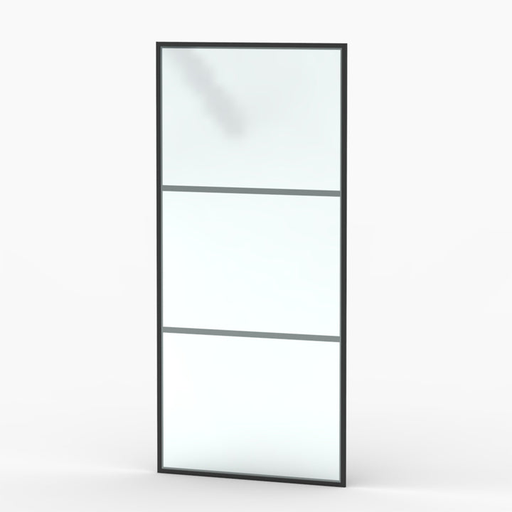 34-in W x 72-in H Walk in Shower Door in Matte Black(Tempered Glass)