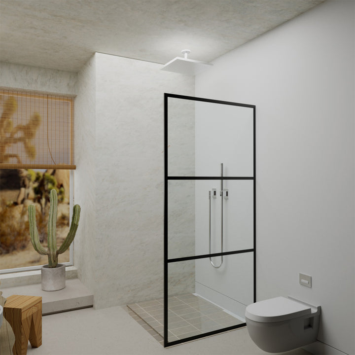 34-in W x 72-in H Walk in Shower Door in Matte Black(Tempered Glass)