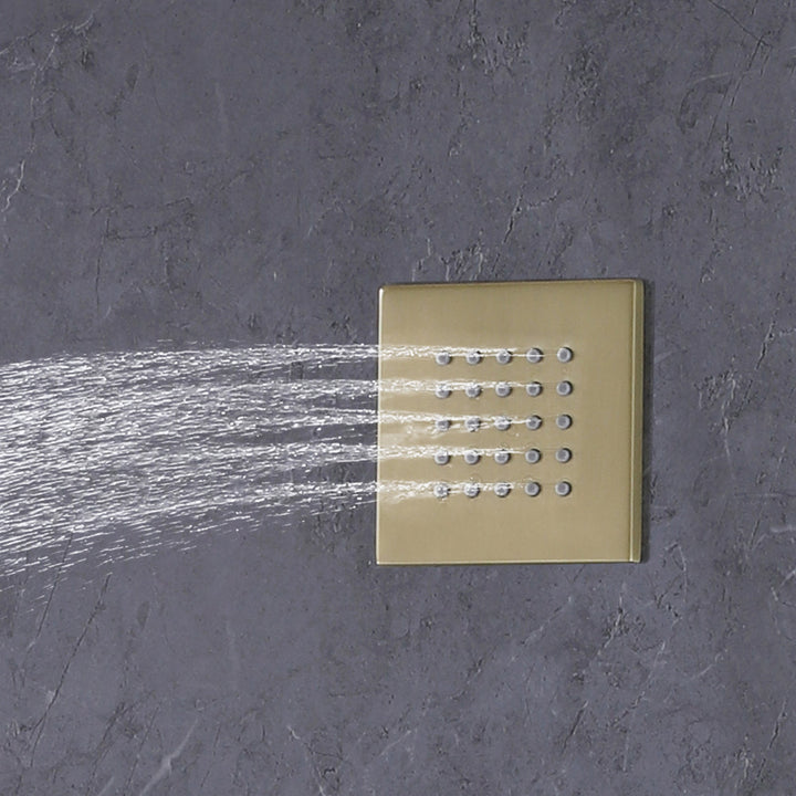 10 inch Thermostatic Rainfall Shower System With 3 PCS Body Jets Mixer Set