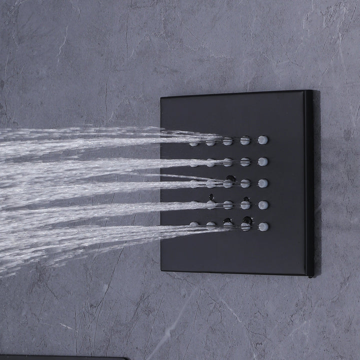 10 inch Thermostatic Rainfall Shower System With 3 PCS Body Jets Mixer Set