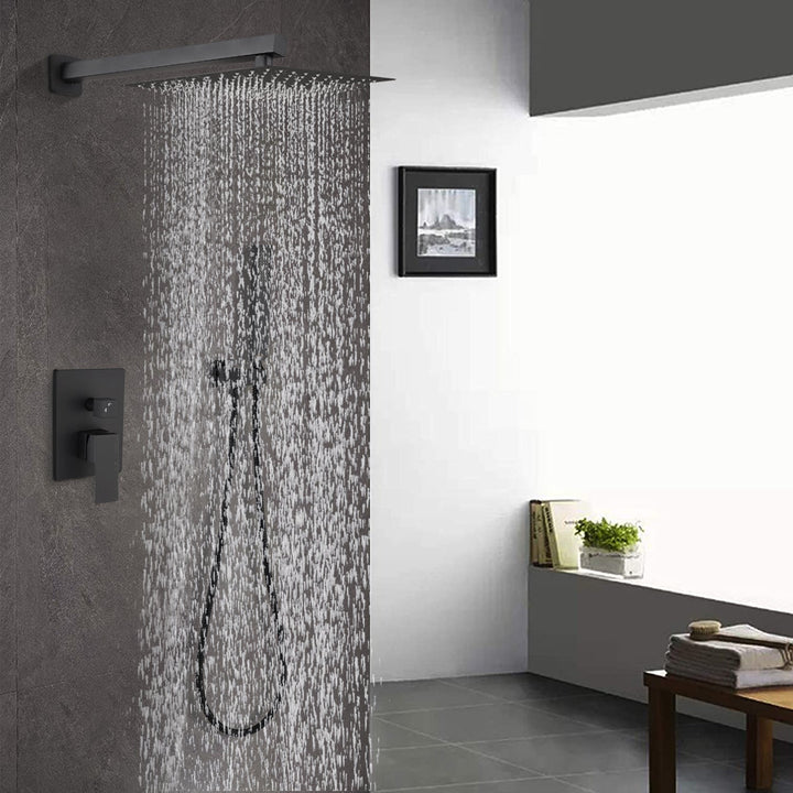 12-in Rain Shower Head Wall Mount Dual Head Waterfall Built-In Shower System