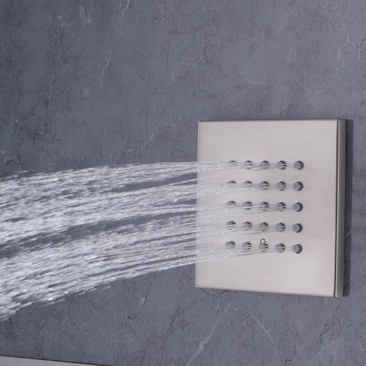 10 inch Thermostatic Rainfall Shower System With 3 PCS Body Jets Mixer Set