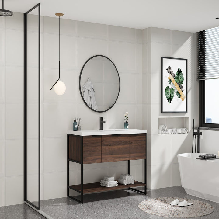 36" Bathroom Vanity white Resin Basin Top