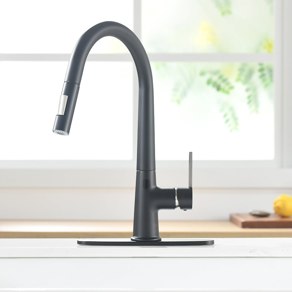 Touchless Kitchen Faucet with AC Adapter and Deck Plate