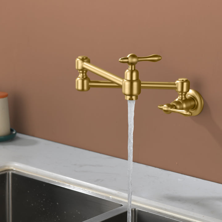 Wall Mounted Double Handle with 2 Built- in Ceramic Cartridge and Mounting Hardware