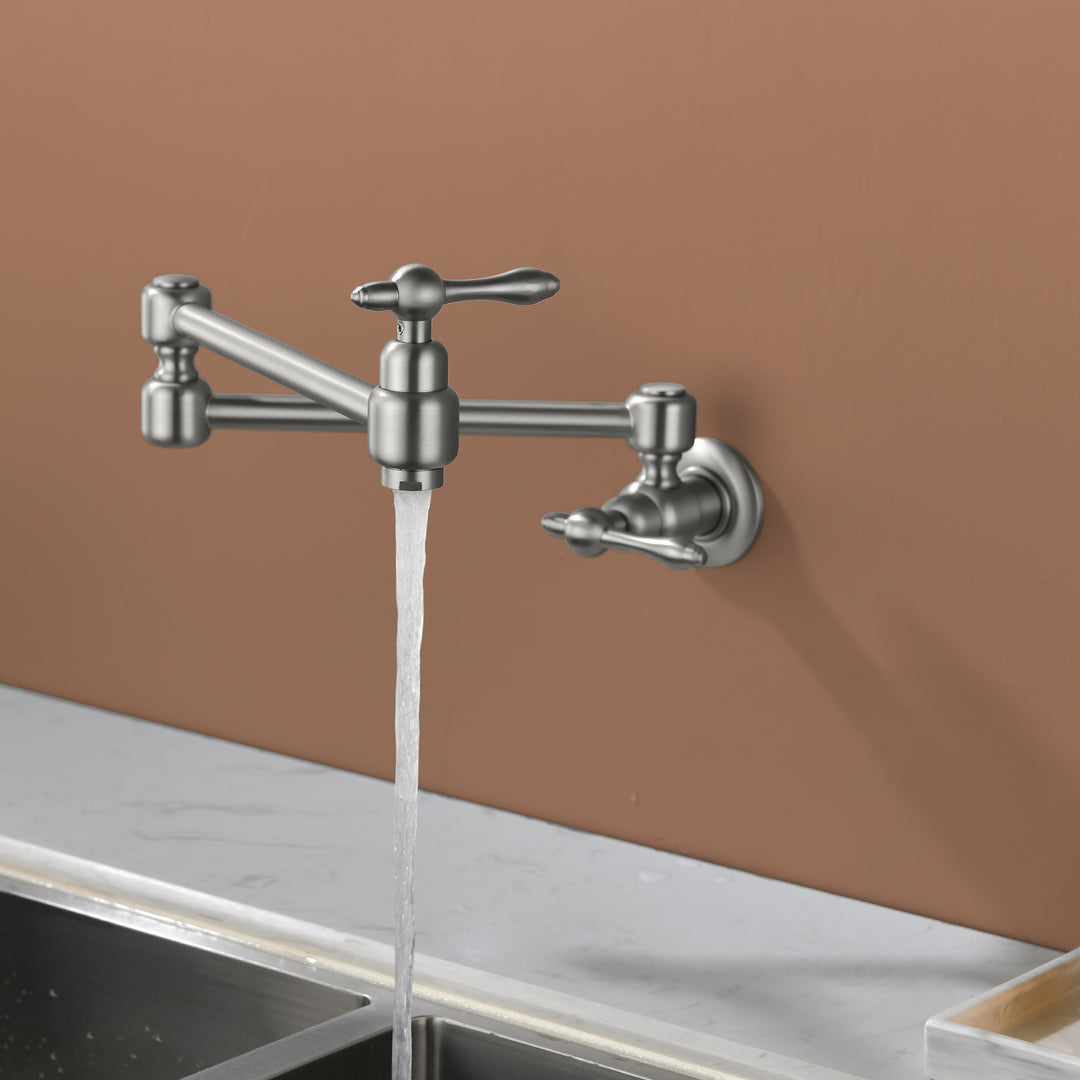 Wall Mounted Double Handle with 2 Built- in Ceramic Cartridge and Mounting Hardware