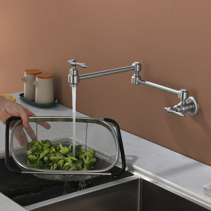 Wall Mounted Double Handle with 2 Built- in Ceramic Cartridge and Mounting Hardware