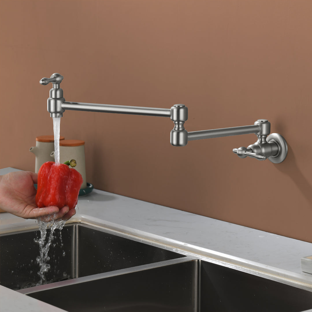 Wall Mounted Double Handle with 2 Built- in Ceramic Cartridge and Mounting Hardware