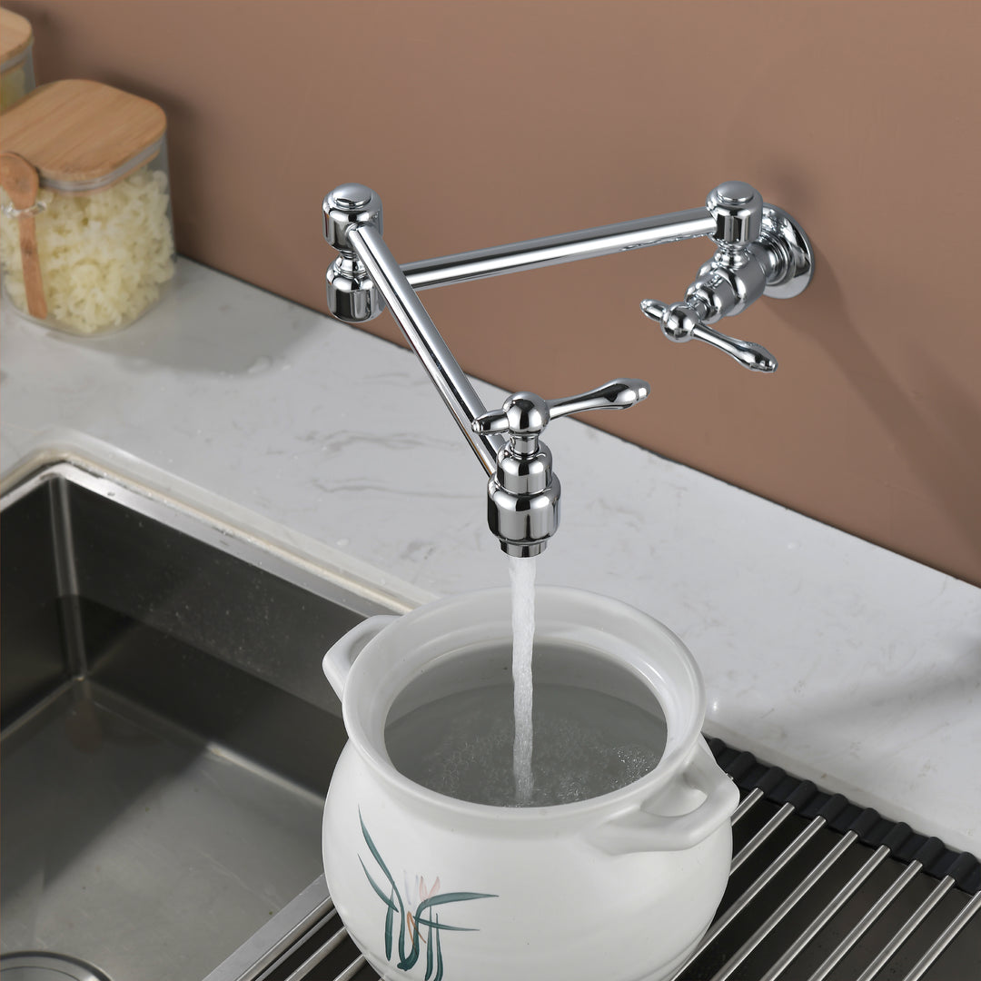 Wall Mounted Double Handle with 2 Built- in Ceramic Cartridge and Mounting Hardware