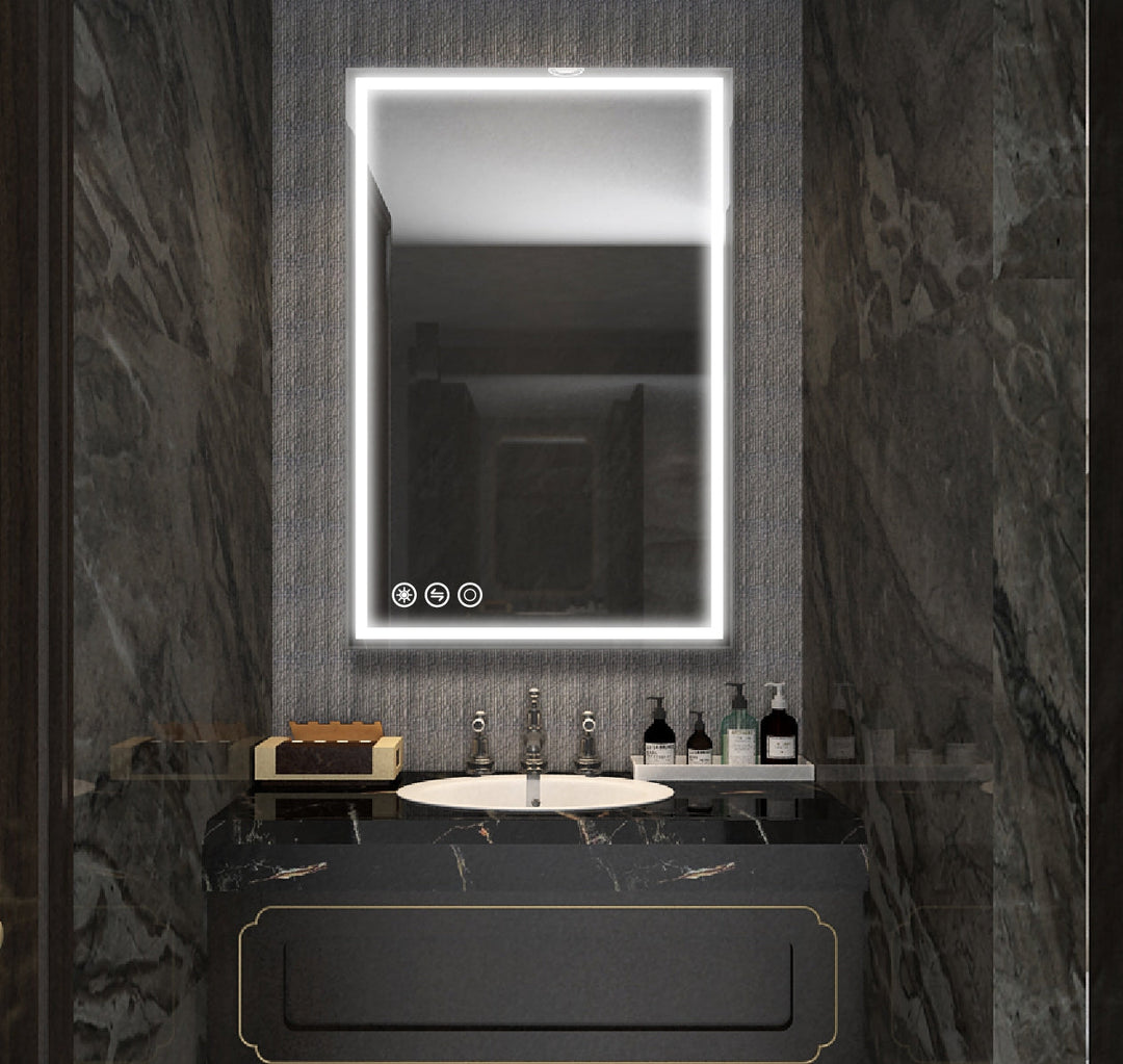 24 in. W x 36 in. H Frameless LED Single Bathroom Vanity Mirror in Polished Crystal