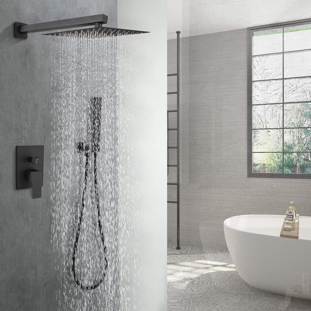 12-in Rain Shower Head Wall Mount Dual Head Waterfall Built-In Shower System